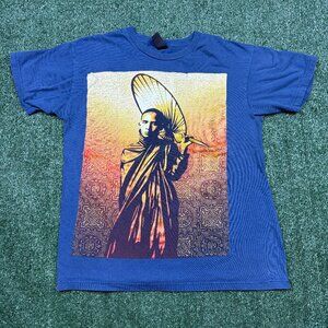 Vintage Y2K Obey Men's Shirt Size M Blue Short Sleeve Crew Neck Monk Graphic Tee